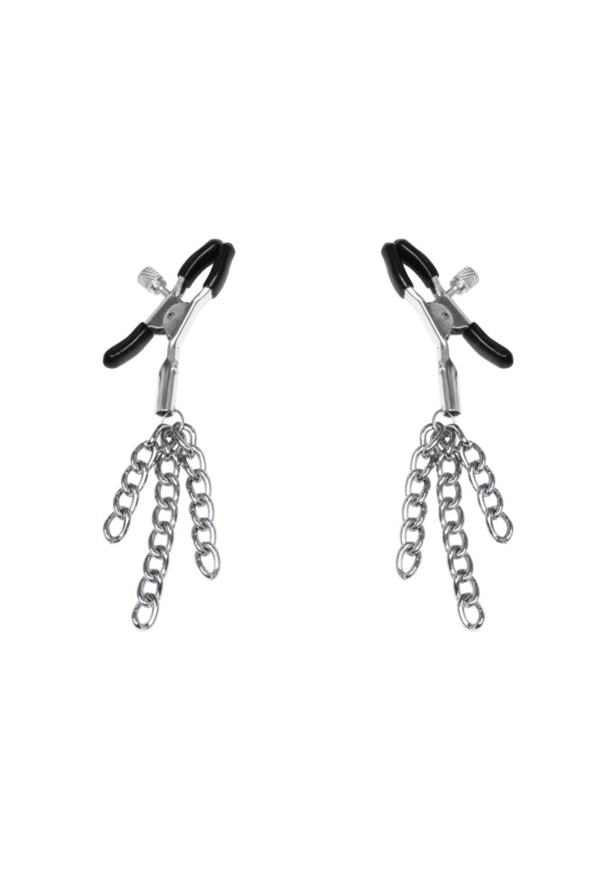 Затискачі для сосків з пензликами Feral Feelings - Nipple clamps Tassels, срібло / чорний від компанії Інтернет магазин Персик - фото 1