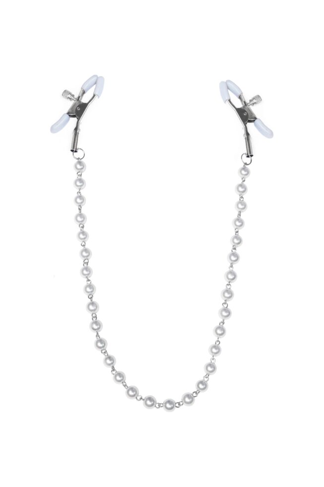 Затискачі для сосків з перлами Feral Feelings - Nipple clamps Pearls, срібло / білий від компанії Інтернет магазин Персик - фото 1