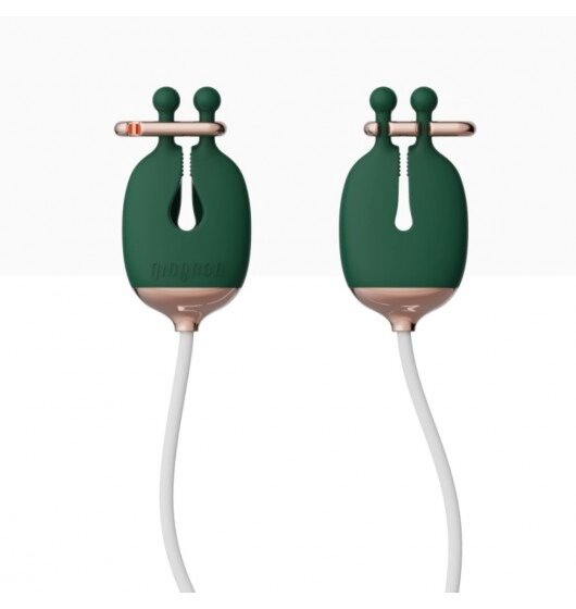 Затискачі для сосків з вібрацією Qingnan No. 2 Vibrating Nipple Clamps Green від компанії Інтернет магазин Персик - фото 1