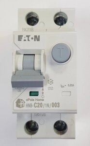 Диференціальний автоматичний вимикач HNB 1P+N C 20А 0.03 Eaton