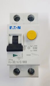Диференціальний автоматичний вимикач PFL 1P+N C 32А 0.03 Eaton