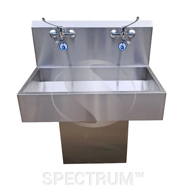 Ліктьовий умивальник медичний на дві секції з тумбою від компанії SPECTRUM™ - фото 1