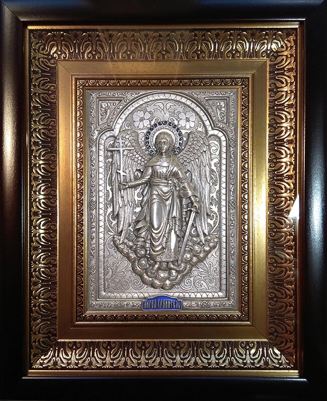 Икона "Ангел Хранитель" (26х32, фигура в серебре №10) от компании День Ангела - фото 1