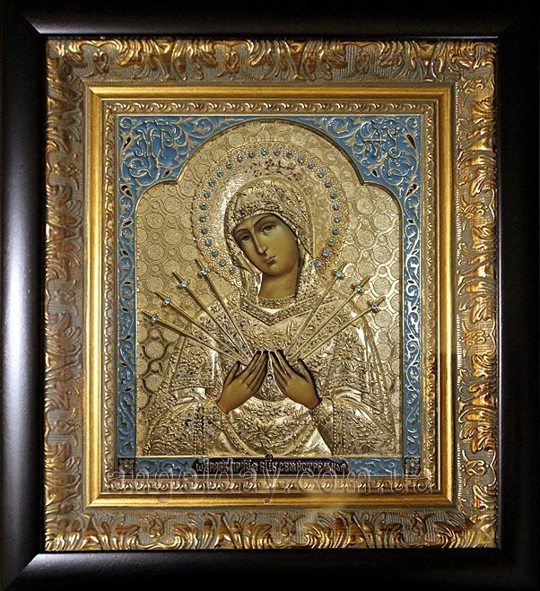 Ікона Богородиці "Семистрільна" (25х27, позолота) від компанії День Ангела - фото 1