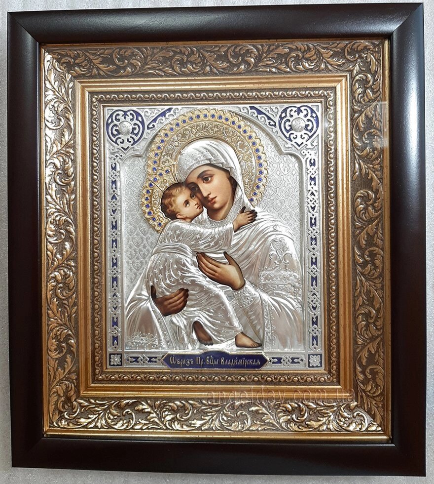 Ікона Богородиці "Володимирська" (позолочений вінець, 25х27) від компанії День Ангела - фото 1