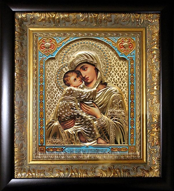 Ікона Богородиці "Володимирська" (позолота, 25х27) від компанії День Ангела - фото 1