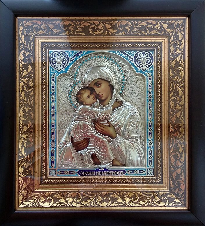 Ікона Богородиці "Володимирська" (сріблення, 25х27) від компанії День Ангела - фото 1