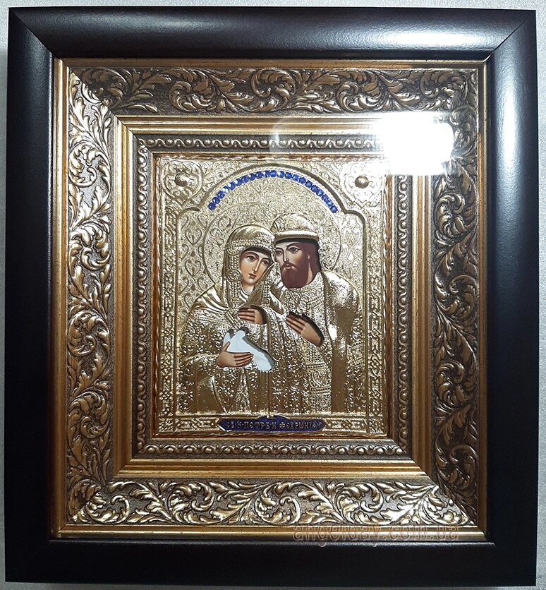 Ікона іменна "Петро і Февронія (Давид і Єфросинія)" позолота, 20х22 від компанії День Ангела - фото 1
