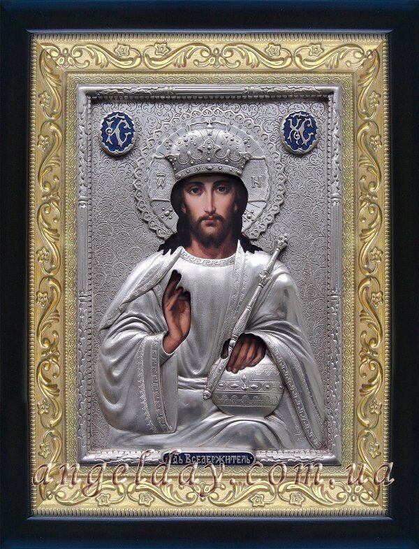 Ікона Ісуса Христа "Господь Вседержитель" (сріблення, 24х30) від компанії День Ангела - фото 1