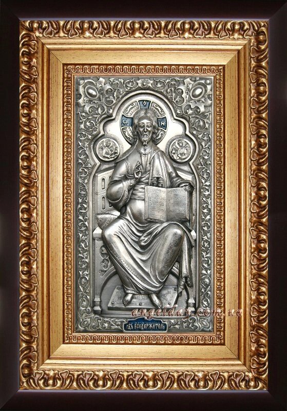 Ікона Ісуса Христа "Спаситель на престолі" (22х30, сріблення) від компанії День Ангела - фото 1