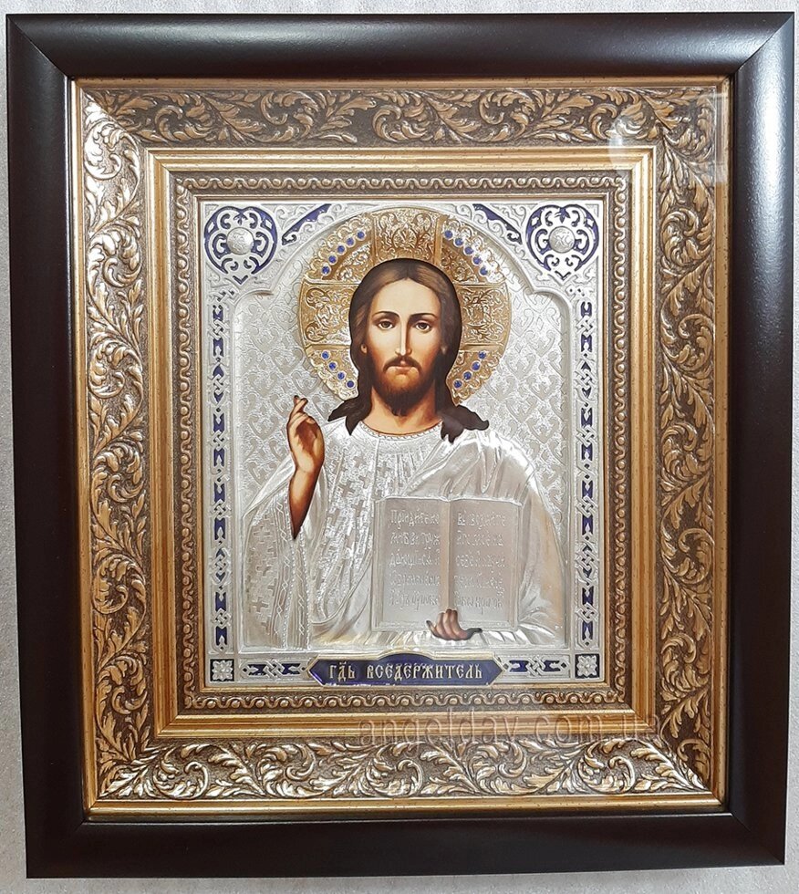 Ікона Ісуса Христа "Спаситель" (позолочений вінець, 25х27) від компанії День Ангела - фото 1