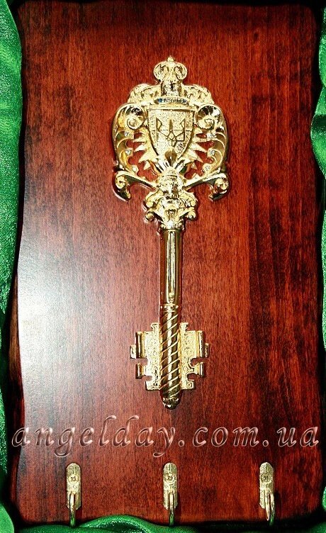 Ключниця настінна "Ключ" (позолота) від компанії День Ангела - фото 1