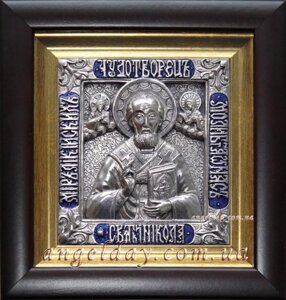 Ікона іменна "Миколай Чудотворець" (14х15, сріблення, емалі)