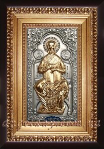 Ікона іменна "Миколай Чудотворець на престолі" (22х30, фігура в позолоті)