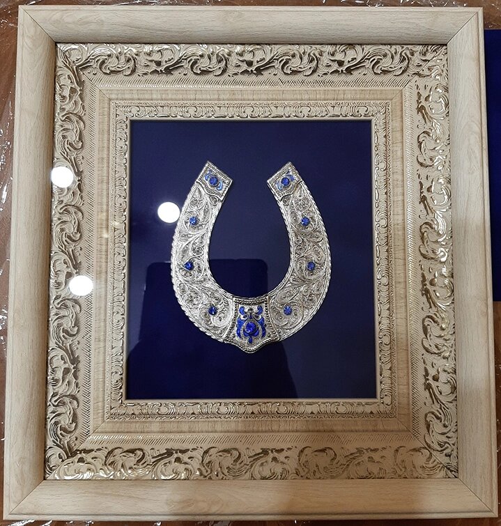 Сувенир "Подкова" (серебрение, синяя) ##от компании## День Ангела - ##фото## 1
