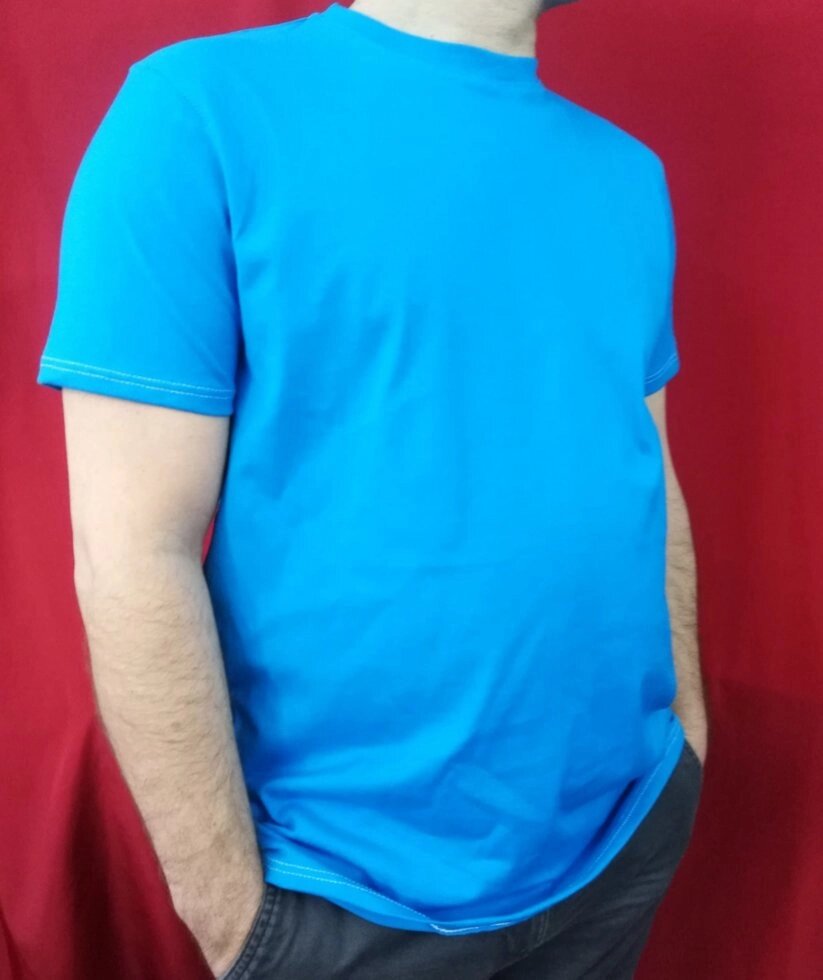 Блакитна футболка великого розміру 4XL від компанії Чоловічий одяг великих розмірів - фото 1