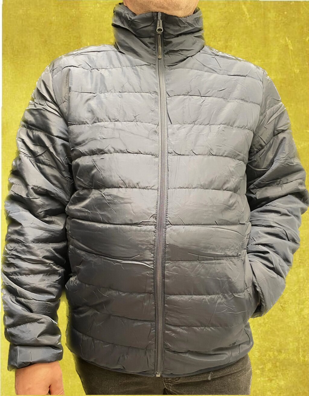 Чоловіча сіра демісезонна куртка великого розміру від компанії Чоловічий одяг великих розмірів - фото 1
