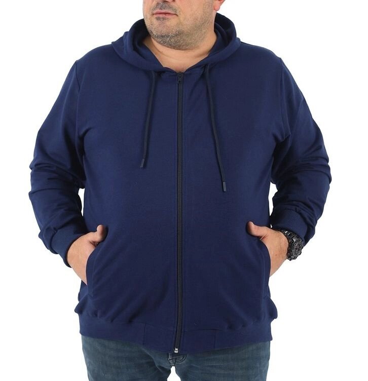 Чоловіча толстовка з капюшоном великого розміру синя від компанії Чоловічий одяг великих розмірів - фото 1