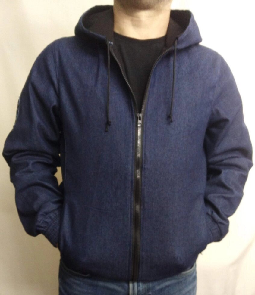 Джинсовий куртка з капюшоном великого розміру від компанії Чоловічий одяг великих розмірів - фото 1