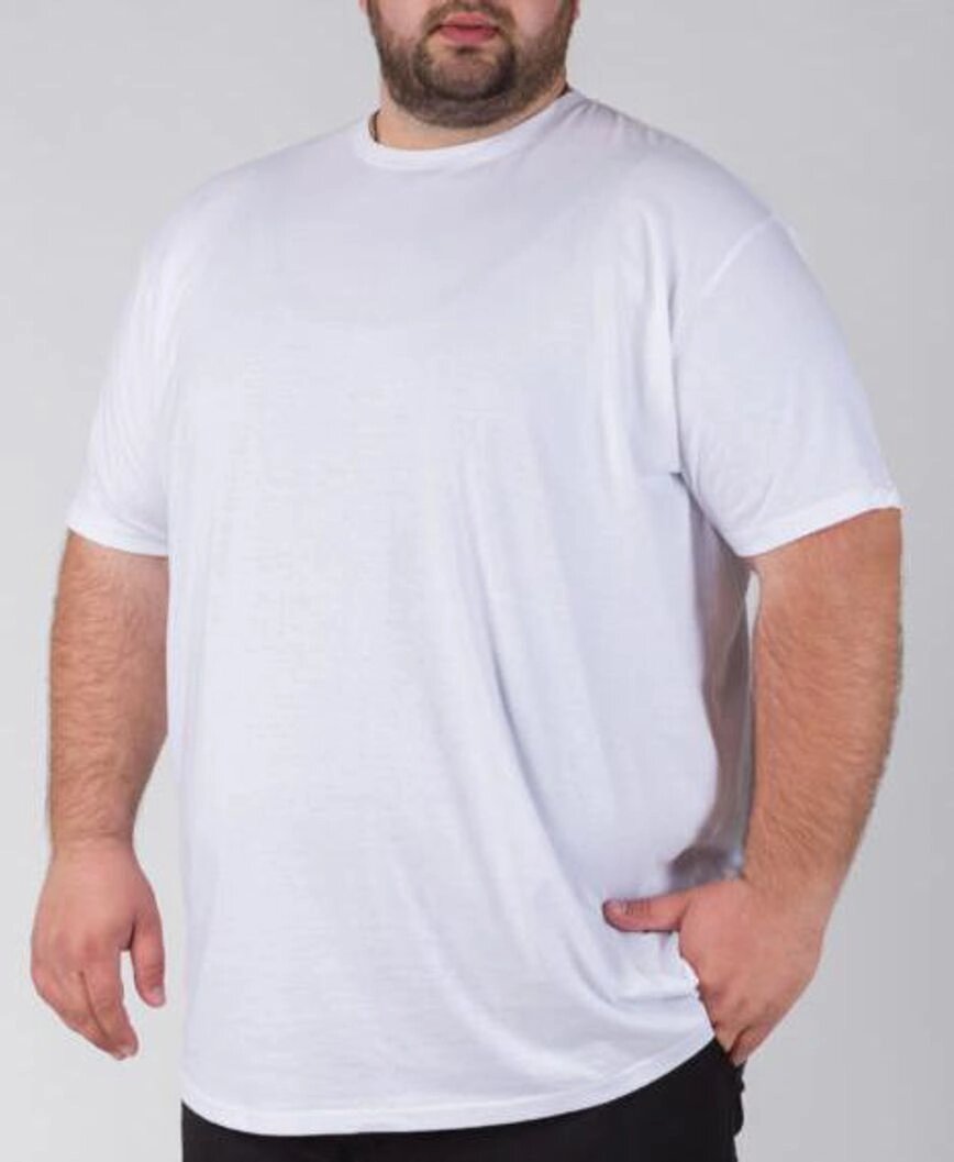 Футболка великого розміру біла під принт від компанії Чоловічий одяг великих розмірів - фото 1