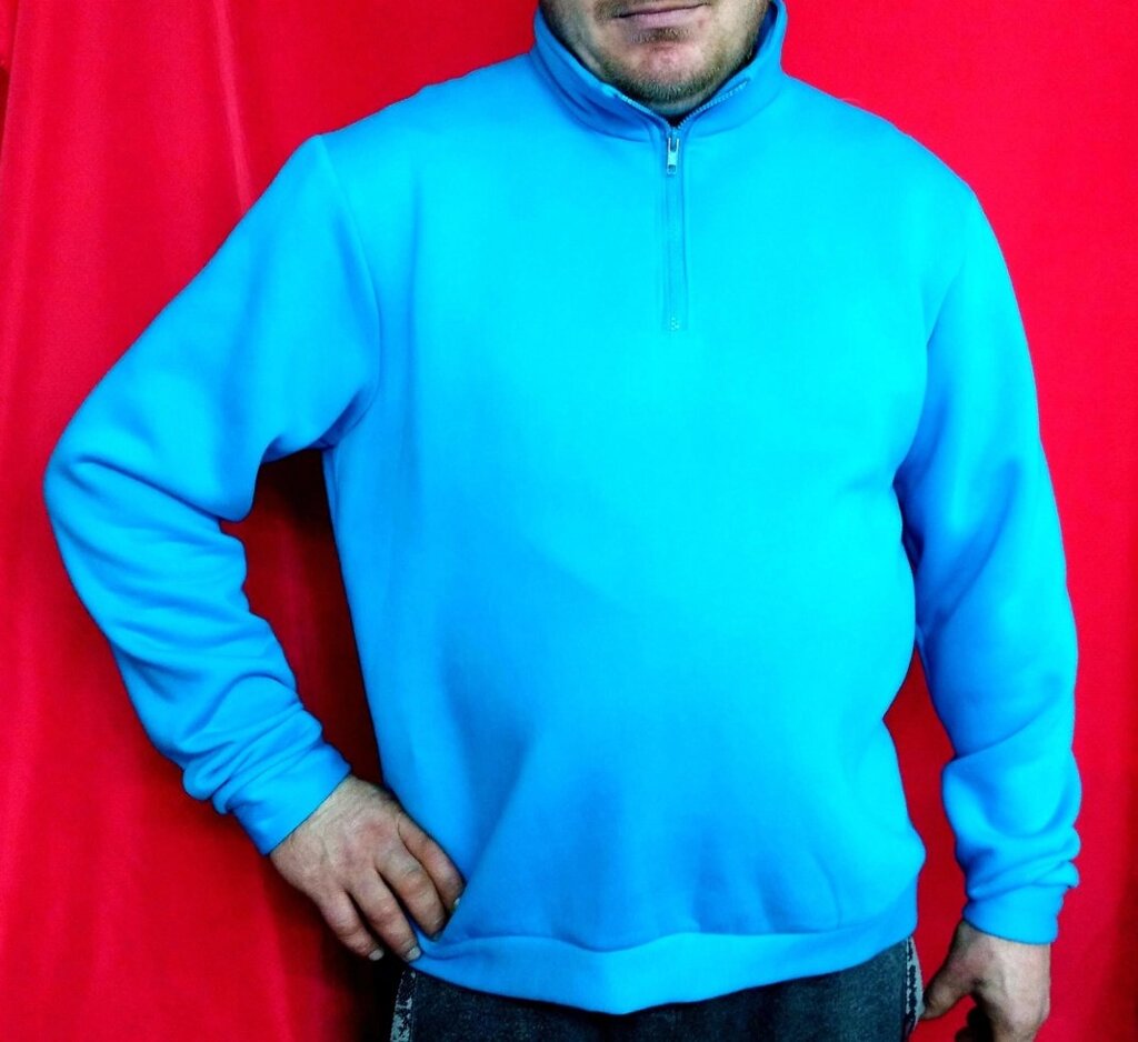 Кофта блакитна чоловіча великого розміру 5ХЛ від компанії Чоловічий одяг великих розмірів - фото 1