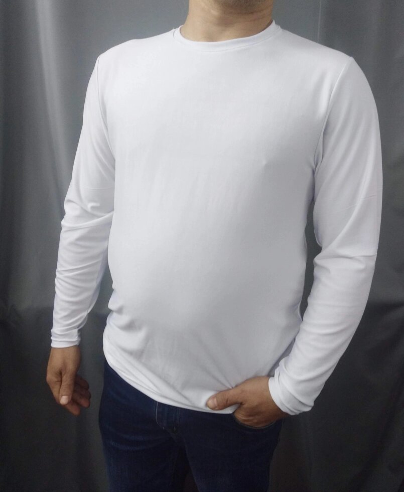 Лонгслів великого розміру, білий від компанії Чоловічий одяг великих розмірів - фото 1