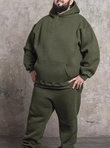 Чоловіче худі великого розміру хакі з начосом plus size оптом