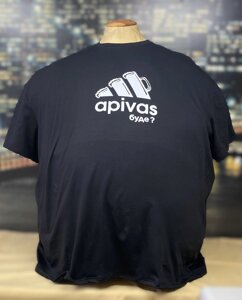 Чорна футболка великого розміру з принтом "apivas — буде?"