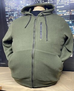 Флісова кофта 3XL хакі з капюшоном