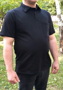 Футболка поло великого розміру для чоловіків. Чорна.