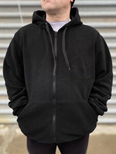 Флісова кофта 5XL чорна з капюшоном
