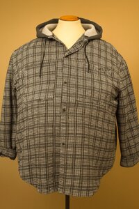 Чоловіча тепла рубашка великого розміру в клітку з капюшоном. Розмір 6хл