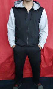 Спортивний костюм великого розміру чоловічої чорно-сірий в Харківській області от компании Мужская одежда больших размеров