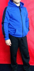 Спортивний костюм великого розміру чорно-синій теплий з начосом в Харківській області от компании Мужская одежда больших размеров