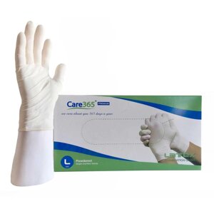 Перчатки латексные нестерильные опудренные CARE 365 (Белые) для медицины - Размер L