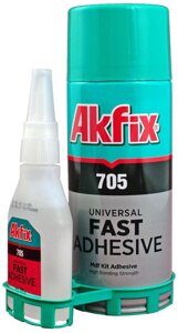 Akfix 705 - двокомпонентний клей акфикс 705, універсальний супер клей + активатор, 100 г + 400 мл