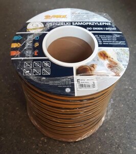 Самоклеючий гумовий ущільнювач профіль для вікон та дверей Е 9х4 (150м) коричневий