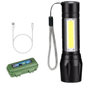 Маленький ручний світлодіодний ліхтарик на акумуляторі 9 см, кишеньковий ліхтарик в кейсі