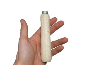 Ручка дерев'яна для напилка точена 13.5 см з металевим кільцем, тримач для інструменту