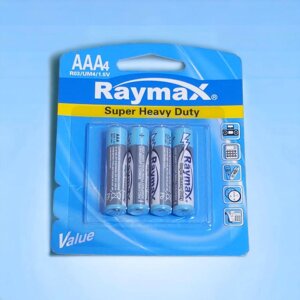 Лужні батарейки Raymax ААА R03 4 штуки в блістері, паковання потужних мізинчикових батарейок