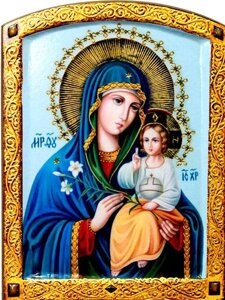 Нев'янучий колір ікона Божої Матері з декоративним розписом