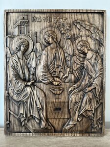 Резная икона из дерева Святая Троица (2) 33х27см