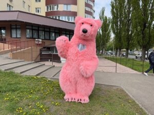 Надувний косюм ведмедя рожевий