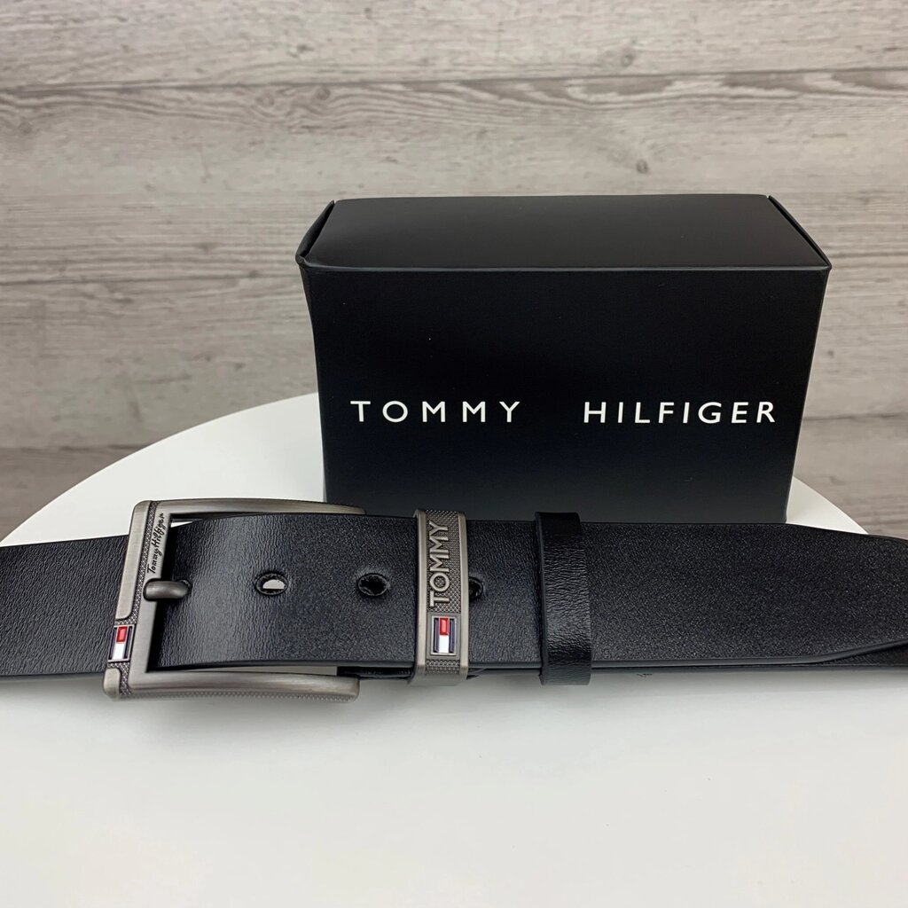 Чоловічий ремінь Tommy Hilfiger, брендовий класичний ремінь, якісний пояс із натуральної шкіри від компанії Інтернет магазин Cho-po-chem - фото 1