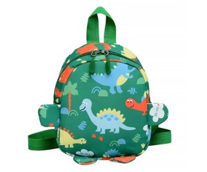 Дитячий рюкзак A-1025 Dinosaur на одне відділення з ремінцем Green