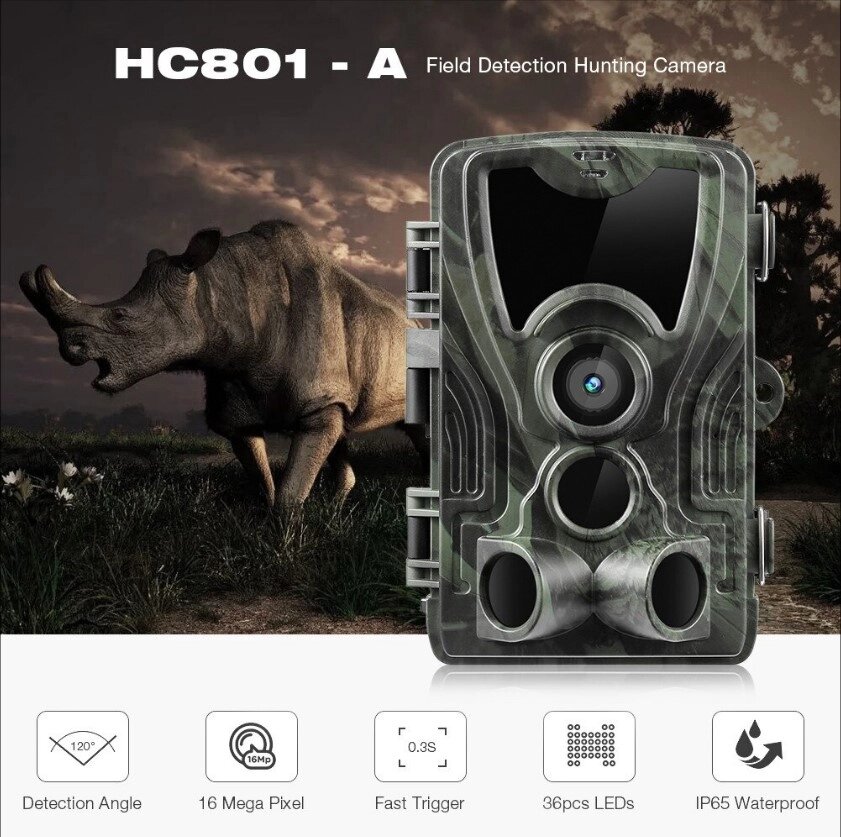 Фотопастка Suntek HC 801A 25м, огляд 120°, датчик руху, нічна зйомка, захист IP65. від компанії Інтернет магазин Cho-po-chem - фото 1