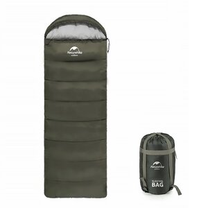 Туристичний спальний мішок Naturehike U150 c капюшоном Green + Gray