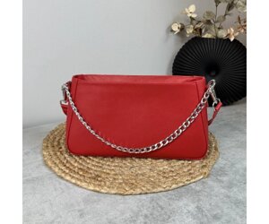 Жіноча шкіряна сумочка, Стильна сумка із натуральної шкіри, Маленька червона сумка на плечі