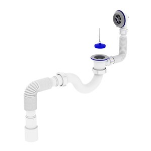 Сіфон для ванної Zerix SV-01-A 1 1/2" прямоточний з випуском і переливом (ZX4957)