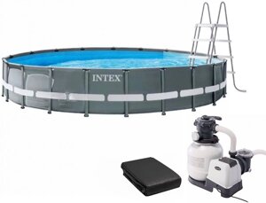 Каркасний басейн Intex 26334 ULTRA XTR (610х122 см) з піщаним фільтром, драбинкою, підкладкою і тентом